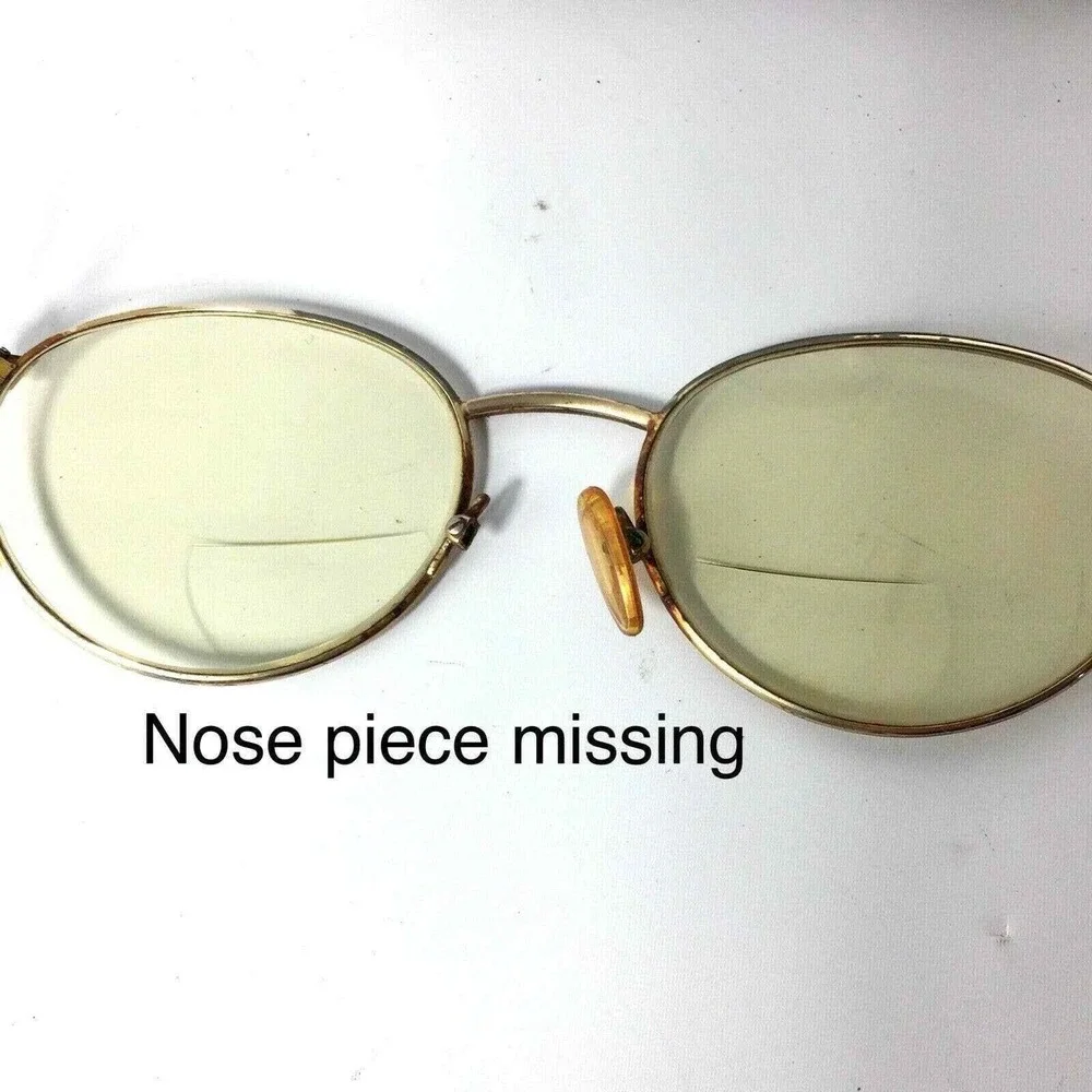 2 Vintage Metal Rim Womens Eyeglasses and‎ 1 Floral Case Costume Cosplay